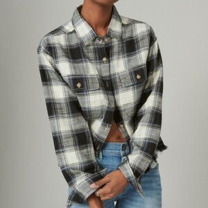 Lucky Brand Raw Edge Cropped Flannel